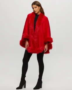 Select Cashmere Cape With Toscana Shearling Lamb Trim