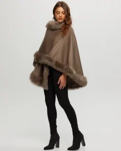 Select Cashmere Cape With Toscana Shearling Lamb Trim