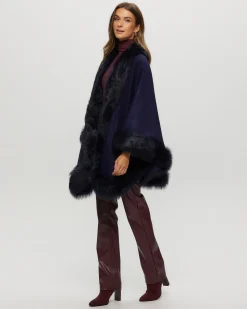 Select Cashmere Cape With Toscana Shearling Lamb Trim