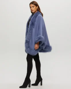 Select Cashmere Cape With Toscana Shearling Lamb Trim