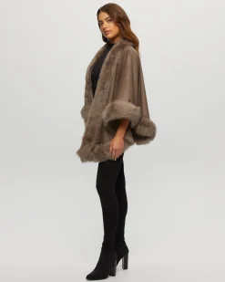 Select Cashmere Capelet With Toscana Shearling Lamb Trim