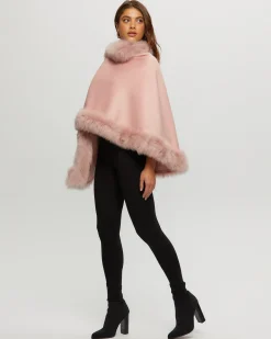 Select Cashmere Capelet With Toscana Shearling Lamb Trim