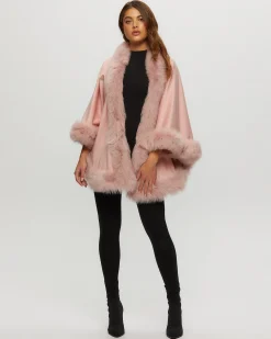 Select Cashmere Capelet With Toscana Shearling Lamb Trim