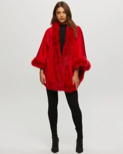 Select Cashmere Capelet With Toscana Shearling Lamb Trim