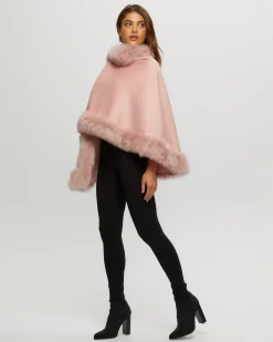 Select Cashmere Capelet With Toscana Shearling Lamb Trim