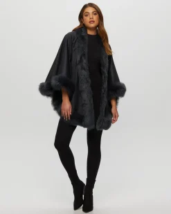 Select Cashmere Capelet With Toscana Shearling Lamb Trim