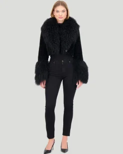 Select Cashmere Goat Bolero With Select Mongolian Goat Collar And Cuffs