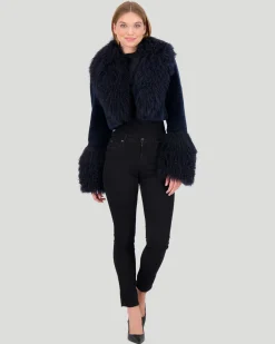 Select Cashmere Goat Bolero With Select Mongolian Goat Collar And Cuffs