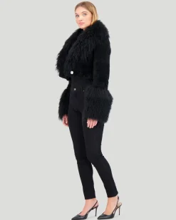 Select Cashmere Goat Bolero With Select Mongolian Goat Collar And Cuffs