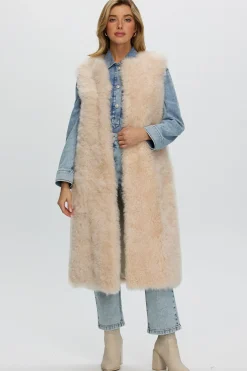 Select Cashmere Goat Collarless Long Vest