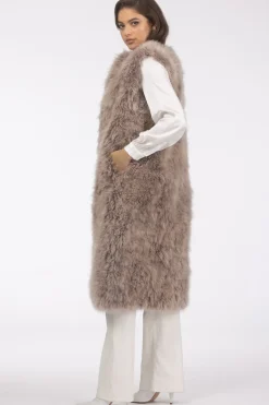 Select Cashmere Goat Collarless Long Vest