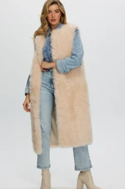 Select Cashmere Goat Collarless Long Vest