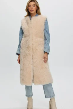 Select Cashmere Goat Collarless Long Vest
