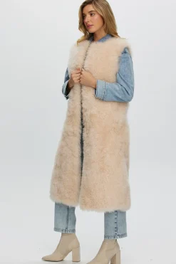 Select Cashmere Goat Collarless Long Vest
