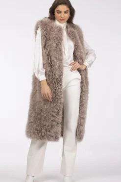 Select Cashmere Goat Collarless Long Vest