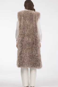 Select Cashmere Goat Collarless Long Vest