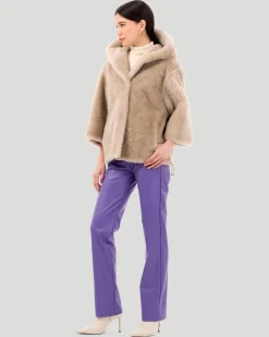 Select Cashmere Goat Hooded Jacket With Cropped Sleeves