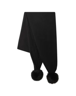 Select Knit Cashmere Scarf With Toscana Shearling Lamb Pompom