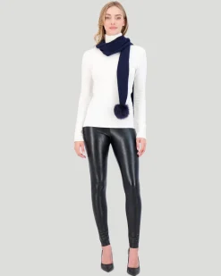Select Knit Cashmere Scarf With Toscana Shearling Lamb Pompom