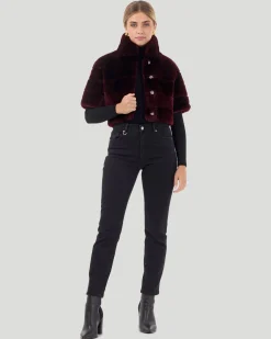 Select Shearling Lamb Bolero With Cropped Sleeves