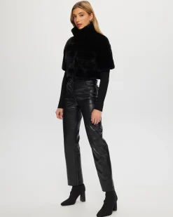 Select Shearling Lamb Bolero With Cropped Sleeves
