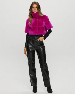Select Shearling Lamb Bolero With Cropped Sleeves