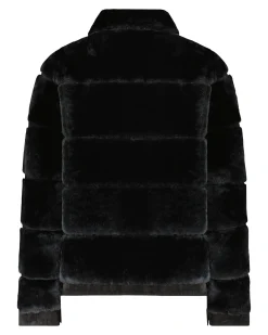Select Shearling Lamb Bomber Jacket With Embellishment