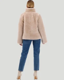 Select Shearling Lamb Chevron Jacket With Horizontal Bottom