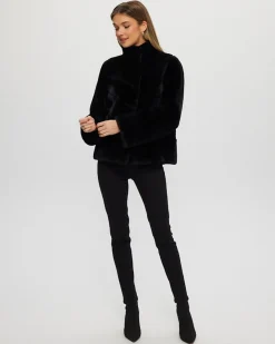 Select Shearling Lamb Chevron Jacket With Horizontal Bottom