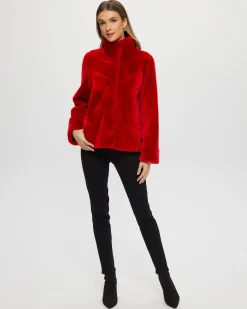 Select Shearling Lamb Chevron Jacket With Horizontal Bottom