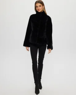 Select Shearling Lamb Chevron Jacket With Horizontal Bottom