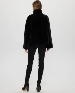 Select Shearling Lamb Chevron Jacket With Horizontal Bottom