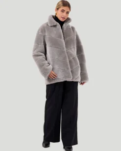 Select Shearling Lamb Chevron Jacket