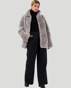 Select Shearling Lamb Chevron Jacket