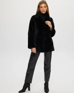 Select Shearling Lamb Chevron Jacket