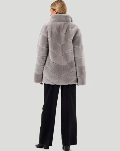 Select Shearling Lamb Chevron Jacket