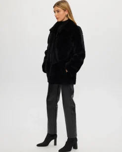 Select Shearling Lamb Chevron Jacket