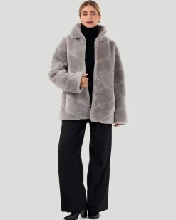 Select Shearling Lamb Chevron Jacket