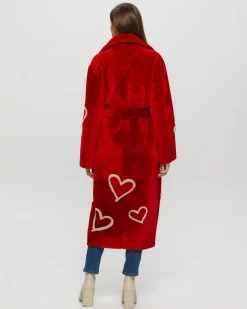 Select Shearling Lamb Coat With Heart Intarsia