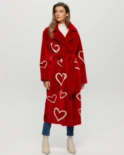 Select Shearling Lamb Coat With Heart Intarsia