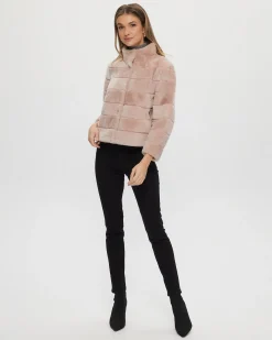 Select Shearling Lamb Horizontal Jacket With Cropped Sleeves