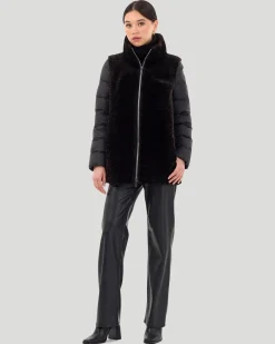 Select Shearling Lamb Jacket With Detachable Quilted Sleeves