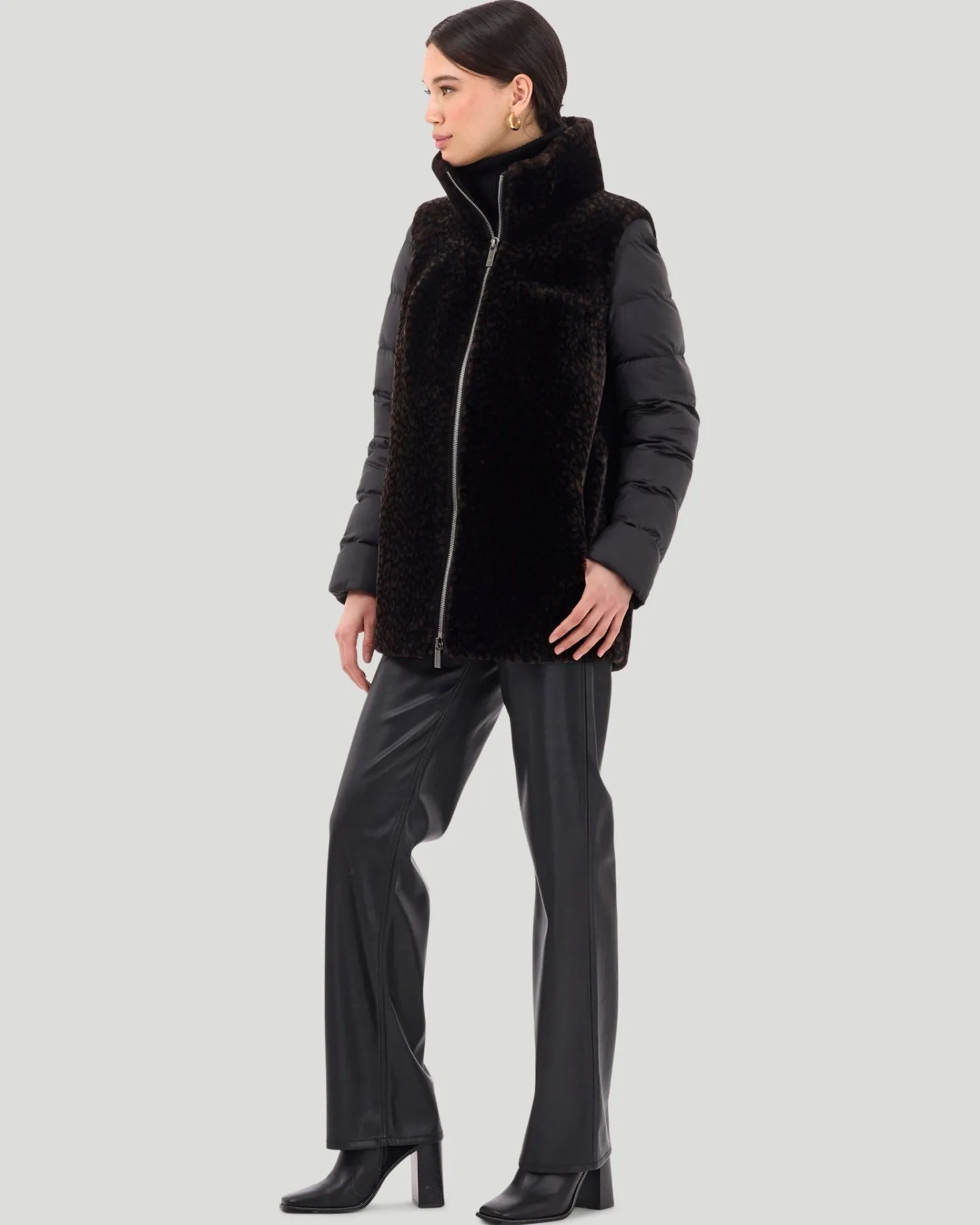 Select Shearling Lamb Jacket With Detachable Quilted Sleeves