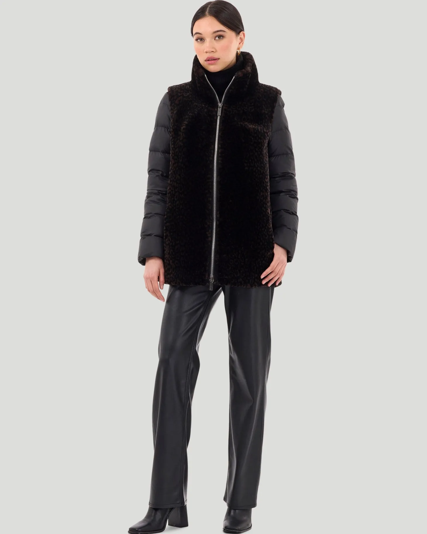 Select Shearling Lamb Jacket With Detachable Quilted Sleeves