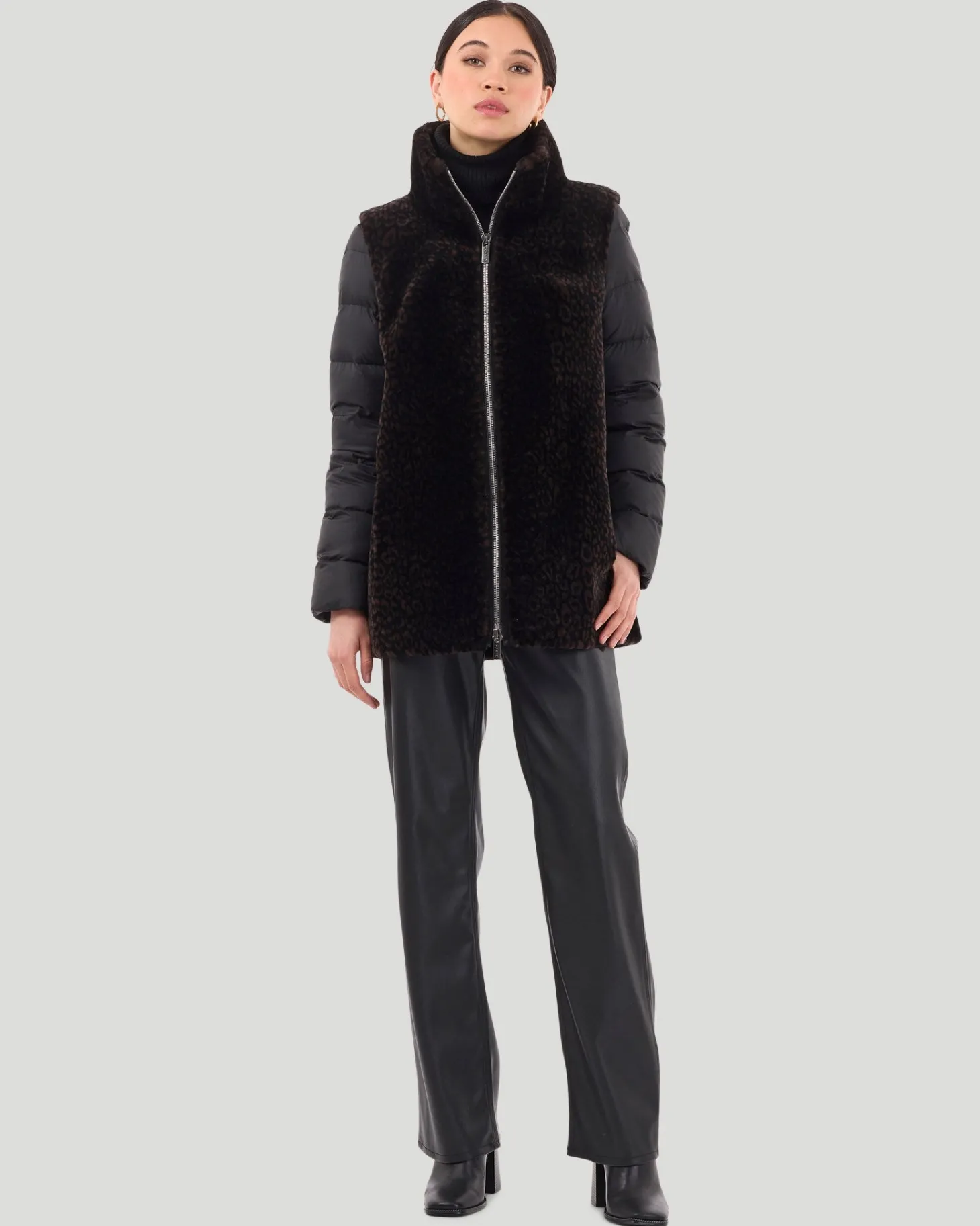 Select Shearling Lamb Jacket With Detachable Quilted Sleeves