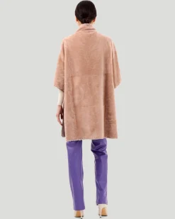 Select Shearling Lamb Poncho With Cashmere Embroidery