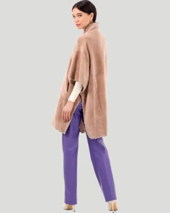 Select Shearling Lamb Poncho With Cashmere Embroidery