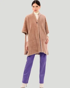 Select Shearling Lamb Poncho With Cashmere Embroidery