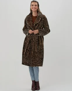 Select Shearling Lamb Short Coat With Notch Collar And Belt