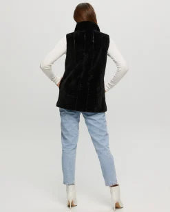 Select Shearling Lamb Vest Reversible To Taffeta